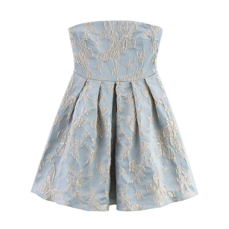 

Kaslead New Women clothes Western Style Fashion Simple Slimming Temperament Tube Top Dress Picture Color L