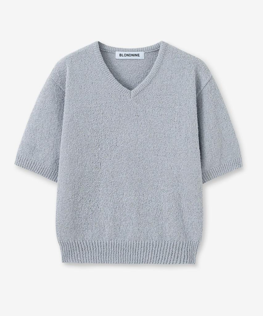 BLOND9 Boucle Short Sleeve V-Neck Knit ( 5 Colors )
