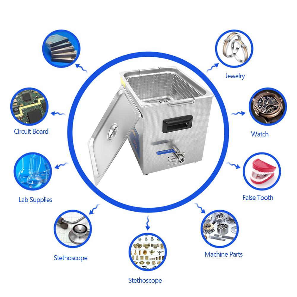 15L Stainless Steel Ultrasonic Cleaner with Digital LED Timer Heater for Jewelry Glasses Metal PartsEU 200 240V