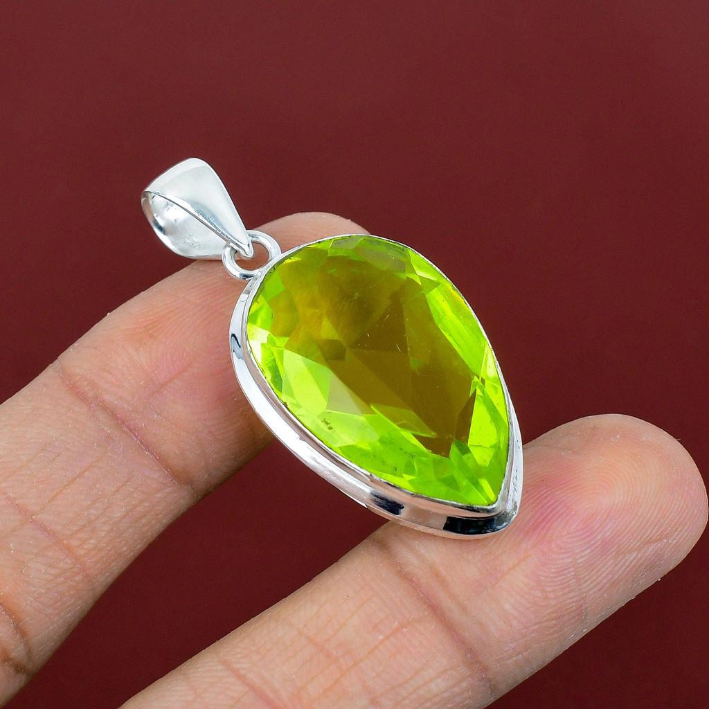 Faceted Lemon Topaz Pendant Handmade Gemstone Pendant 925 Sterling Silver Pendant Lemon Topaz Jewelry Birthstone Pendant Gifts for Mother