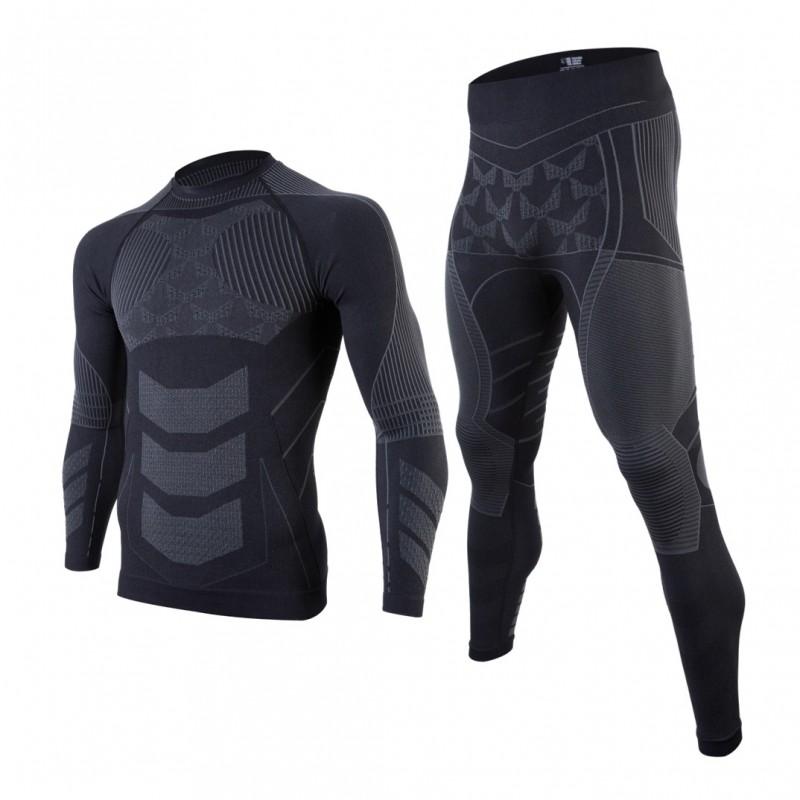 Unisex Quick-Dry Compression Sport Set Skiing Running Gym Cycling Hiking Winter Small чёрный