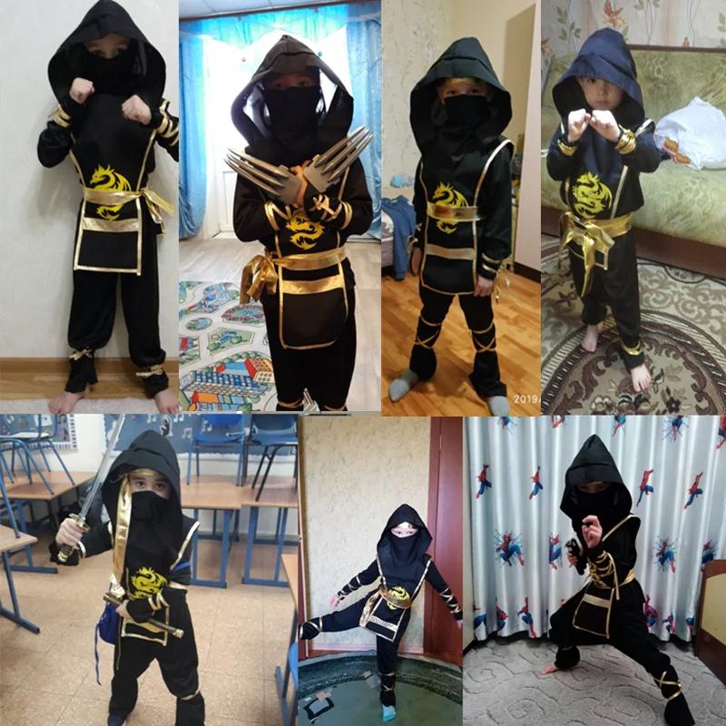 Ninja Costume Set with Double Sai Swords Throwing Stars for Halloween Cosplay Outfit Accessories Included Best Birthday Gift