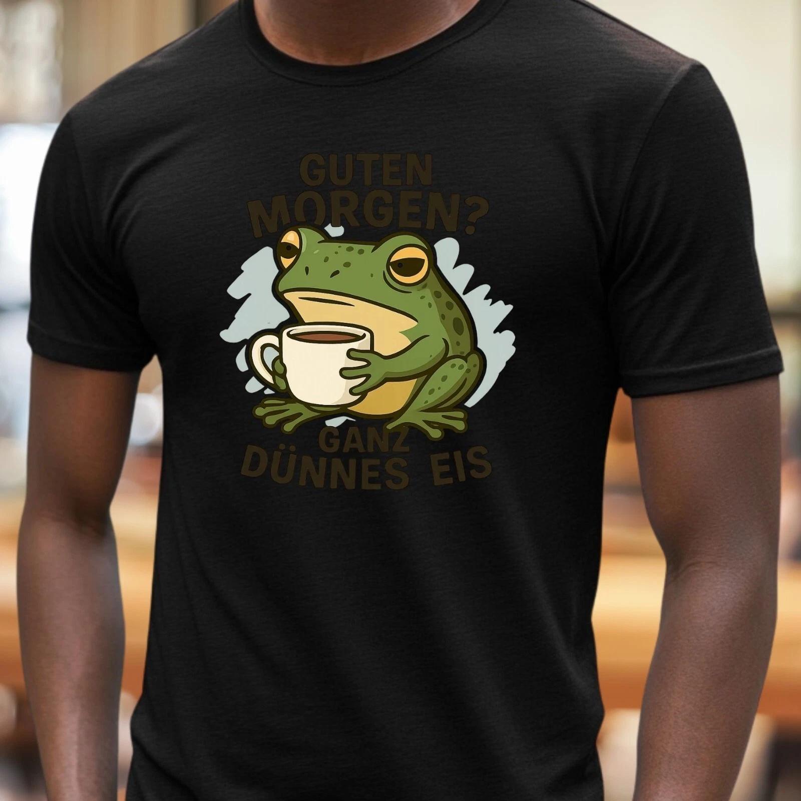 T-Shirt Herren Frosch mit Kaffee Motiv Baumwolle Größe S bis 5XL S