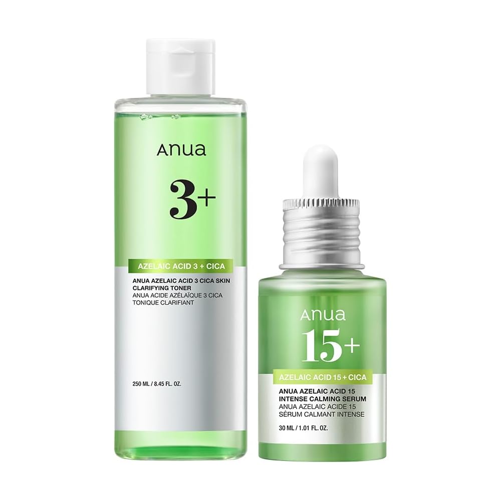 

Anua Azelaic Acid 3Cica Skin Clear Toner 250ml + Intense Calming Serum 30ml 2-Step Set for Oily and Combination Skin