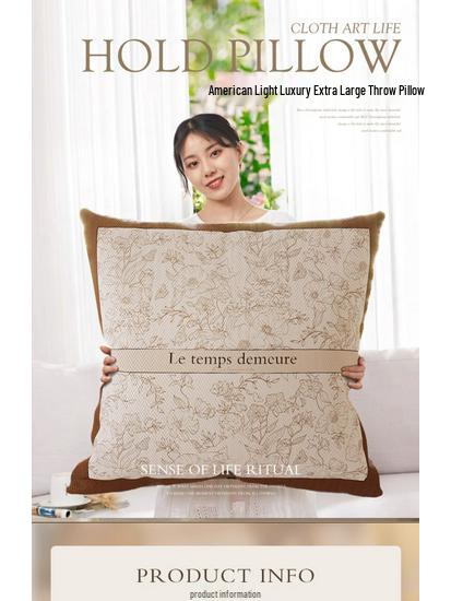 American Retro Sofa Bed Backrest - Large, Super Soft Throw Pillow with High-End Pillowcase (Core Not Included)