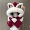 Winter New Pointed Fox Ears Plush Hat Scarf Integrated Two-piece Set Student Warm Thickened Hooded