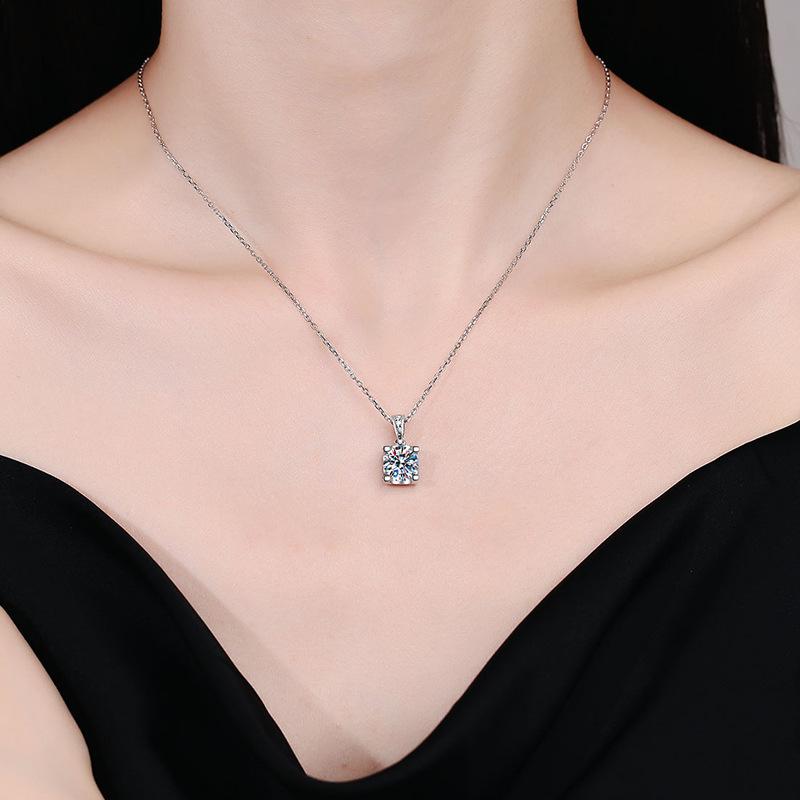 0.5-2CT D Color Moissanite Woman Pendant Sier Necklace for Women Chains Party Bridal Fine Jewelry 925sterling Silver Necklace