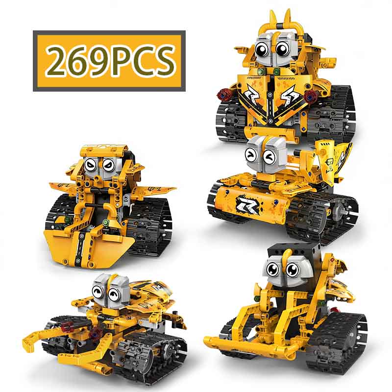Moc 269Pcs 5 In 1 Creative Electric Rc Engineering Team Robot Model Assembly Diy Construction Blocks Children S Toys Gifts