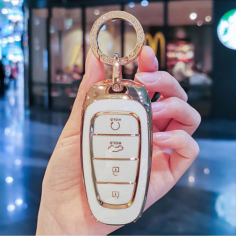 New TPU Car Remote Key Case Cover For 2022 2021 2020 Hyundai Sonata Nexo Santa Fe Tucson 4 Buttons Keyless Shell Fob Accessories