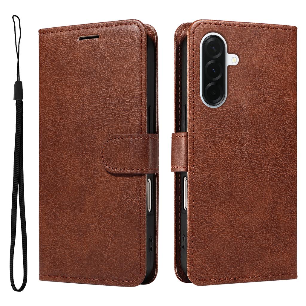 For Samsung Galaxy A37 5G Leather Wallet Case with Strap Solid Color Phone Stand Cover