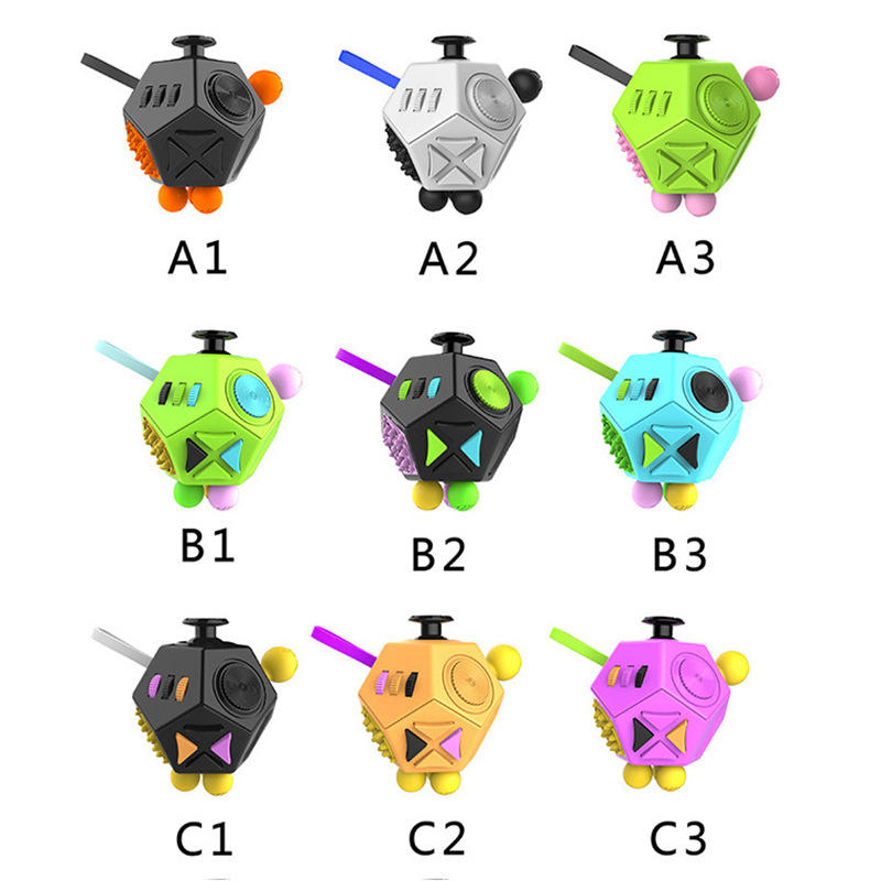 12-Side Anti-Stress Fidget Cube Magic Finger Toy Novelty Stress Relief Dice Promotional Gift for Kids & Adults Decompression