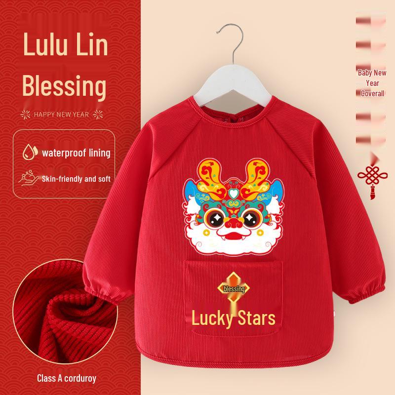 Waterproof Stain-Proof Baby Coveralls: Stylish Long Sleeve Infant Outerwear for Boys & Girls - Perfect for Autumn, Winter, and Chinese New Year.