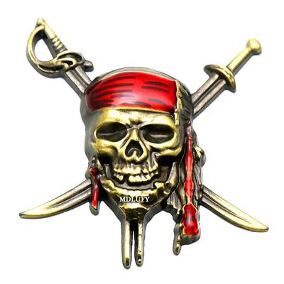MDLUFY Bilklistermärke 3D Metallemblem Pirates of the Caribbean Kapten Jack Bilemblem