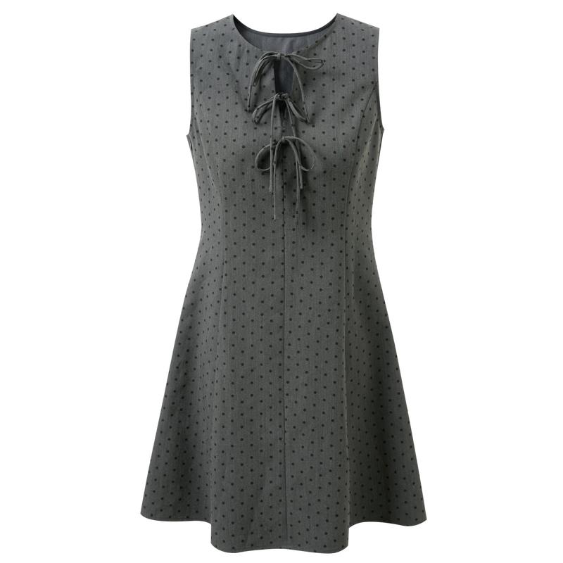 Sancai Women s Round Neck Polka Dot A-Line Mini Dress L