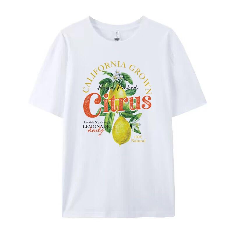 Women Retro Aesthetic Citrus TShirts Cute Lemon Fruit T Shirt Short Sleeve Loose Botanical Tshirt Vintage Cottagecore Clothes