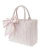 Maison de Fleur Quilted Ribbon Tote Bag with Black Women's Scarf,