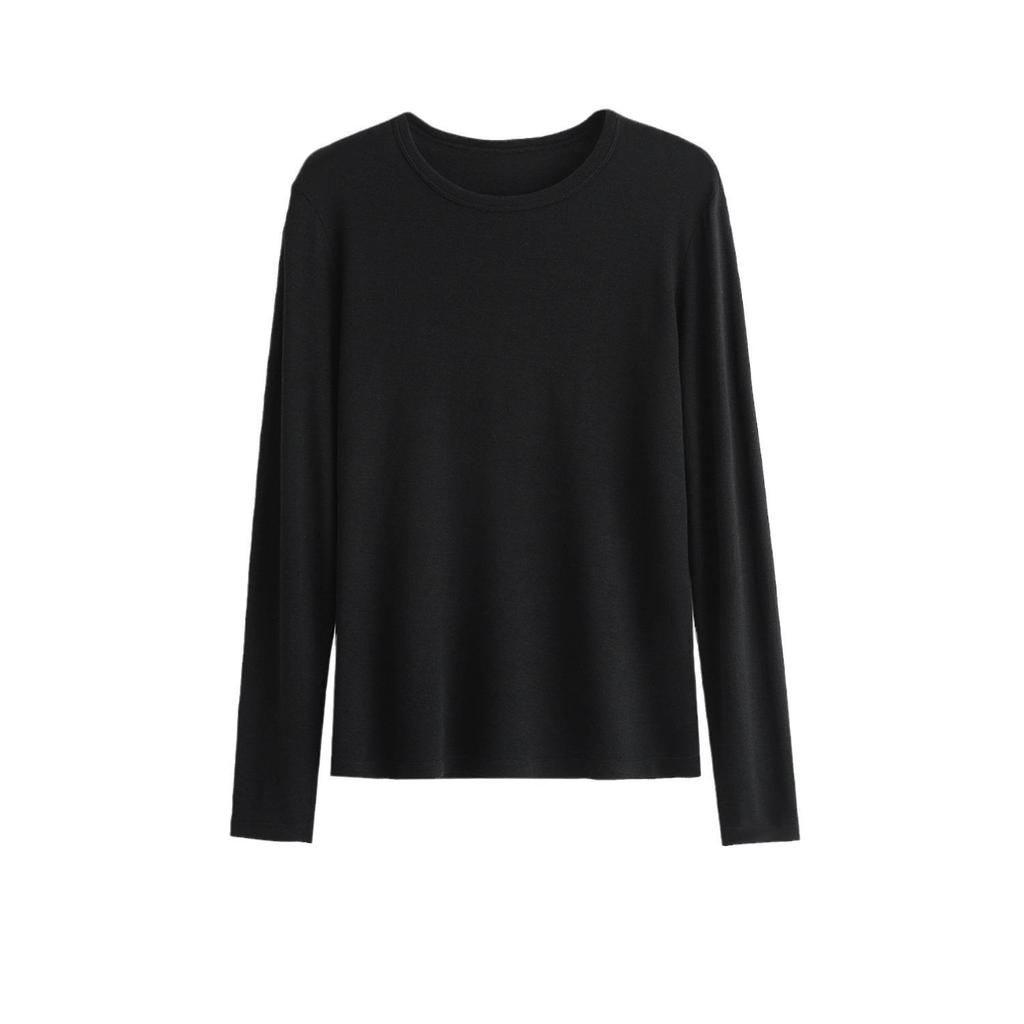 Sous-couche à manches longues et col semi-haut en Tencel pour femme, Collection Automne/Hiver 2024 - Épaisseur moyenne, Coupe ample.