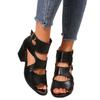 Roman sandals thick heel high heels fish mouth open toe large size sandals