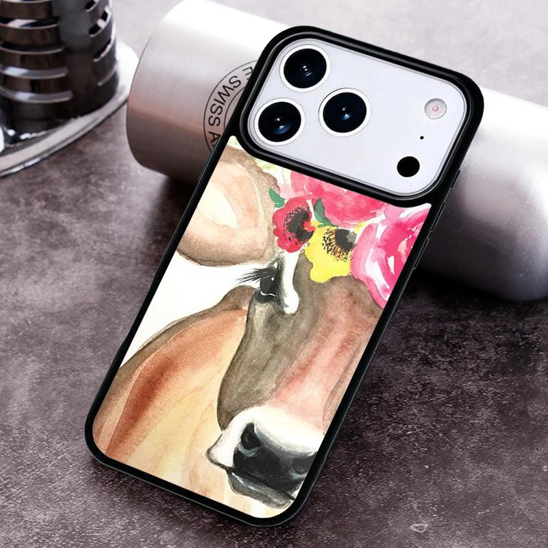 Animal Cattle Cow Watercolor Phone Case For iPhone 17 16 15 14 13 12 11 Pro Max Plus 17Air Soft Silicone Cover