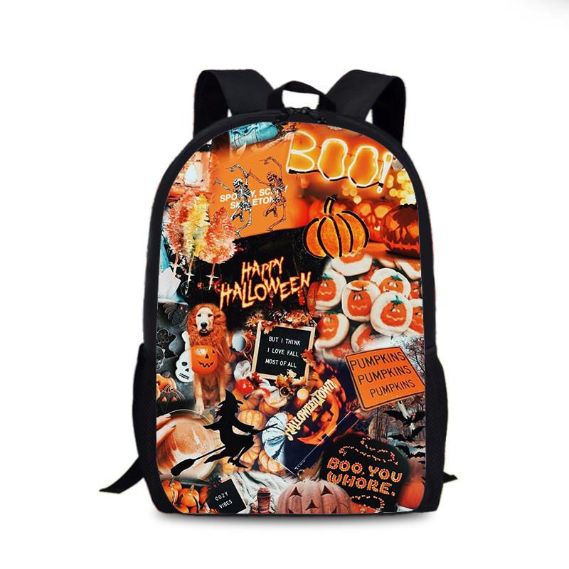 Halloween Fledermaus Kürbis Rucksack Aus Nylonmaterial Für Den Täglichen Gebrauch Und Street Style
