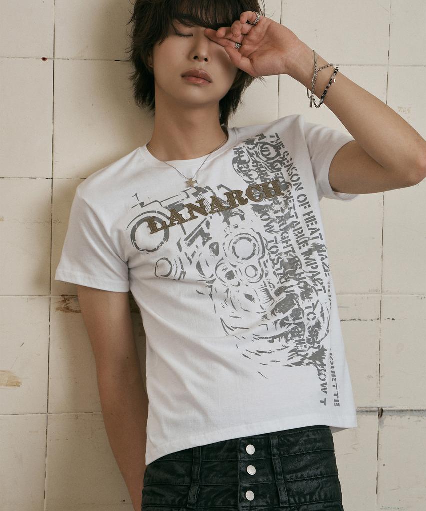 LANARCHIVE [0134] Pistol Applique Short Sleeve T-Shirt - Ivory