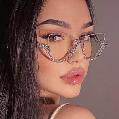 Montatura per occhiali con lenti piatte intarsiate a diamante, nuova personalità, lenti ottiche retrò, tendenza alla moda, può essere dotata di miopia