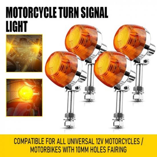 Universal Turn Signal Motorcycle Light Left Front Amber Right Rear 4X Halogen