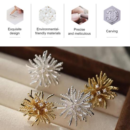 1 Pair Dandelion Shape Stud Earrings for Women, Tiny Flower Rhinestone Earrings, Minimalist Jewelry Gifts