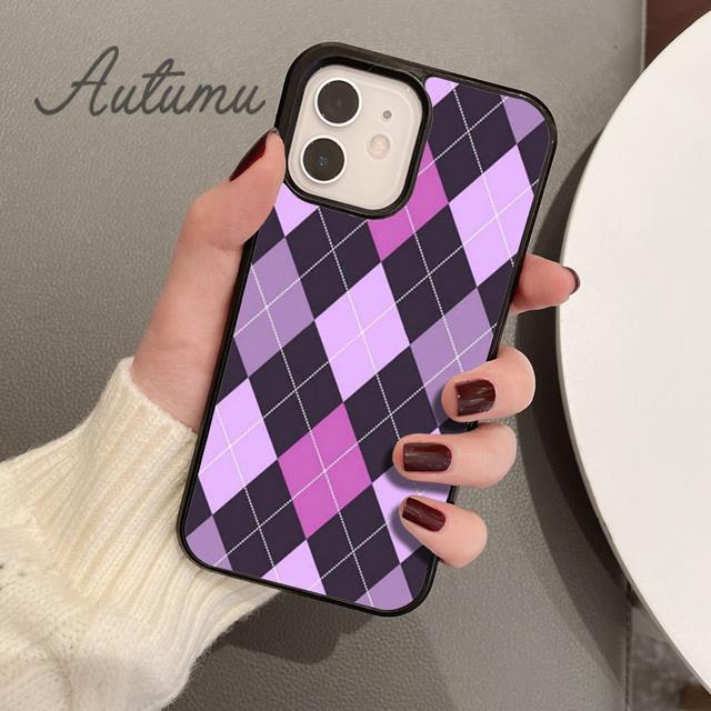 Argyle pouzdro na telefon pro iPhone 11 12 13 14 Pro Max mini X XR XS SE 2020 5 6S 7 8 Plus Samsung Galaxy S21 S22 Kryt skořepina