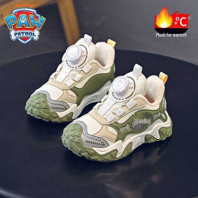 2025 Paw Patrol Boys' Shoes: New Chinese Style with Rotary Button, Two-Layer Cotton, Plus Velvet, Autumn/Winter Collection