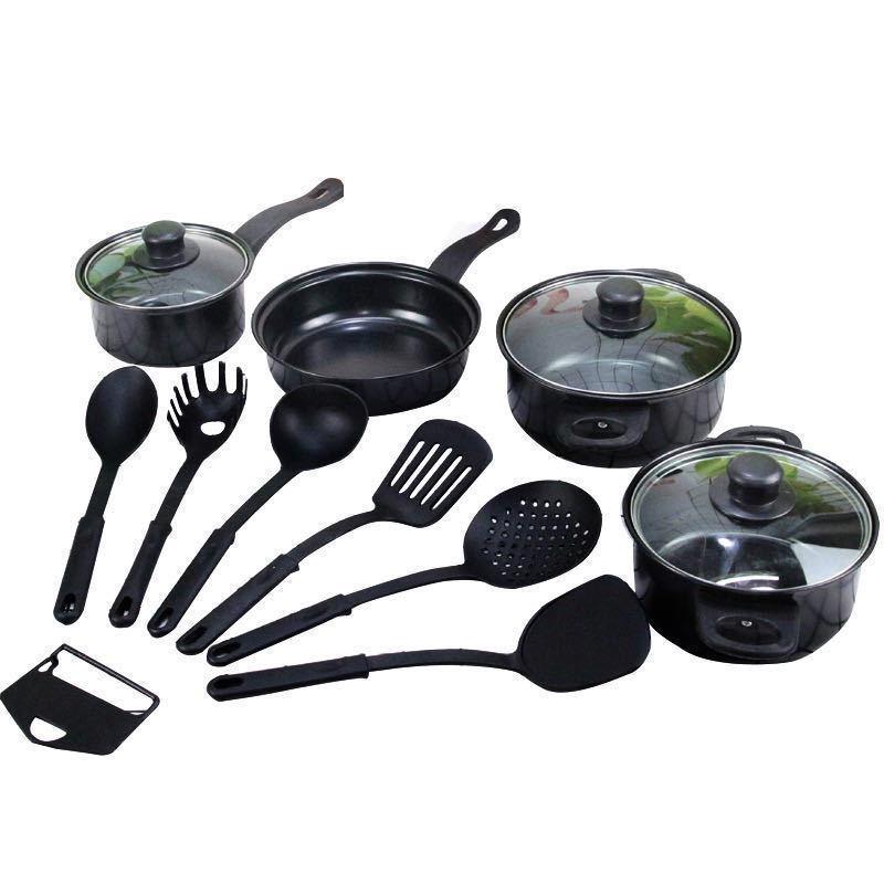 Thirteen-Piece Non-Stick Cookware Set: Includes Frying Pan, Soup Pot, Milk Pot, and Spatula