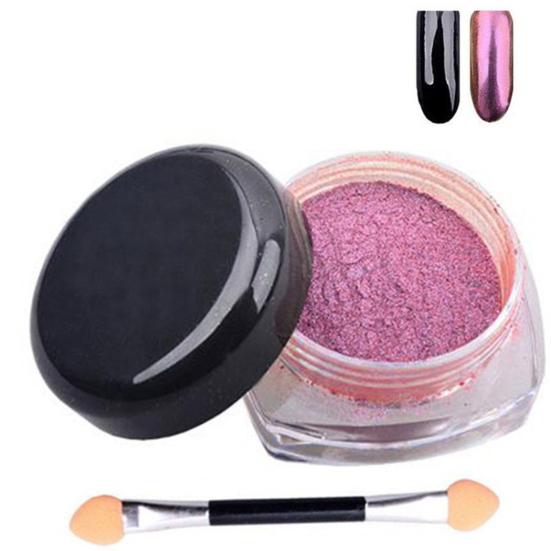 Speil kromeffekt pulverpigment neglekunstmanikyr med dobbel endebørste