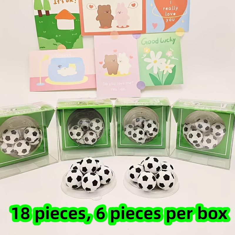 

18-Piece Set of Football-Shaped Erasers, a Box of Six Erasers for Students, Stationery Gifts, Prizes, Art Supplies, Football Design, Cute S