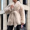 Womens Faux Fur Coat Mid-Length With Belted Waist Elegant Winter Outerwear In Black Coffee Beige