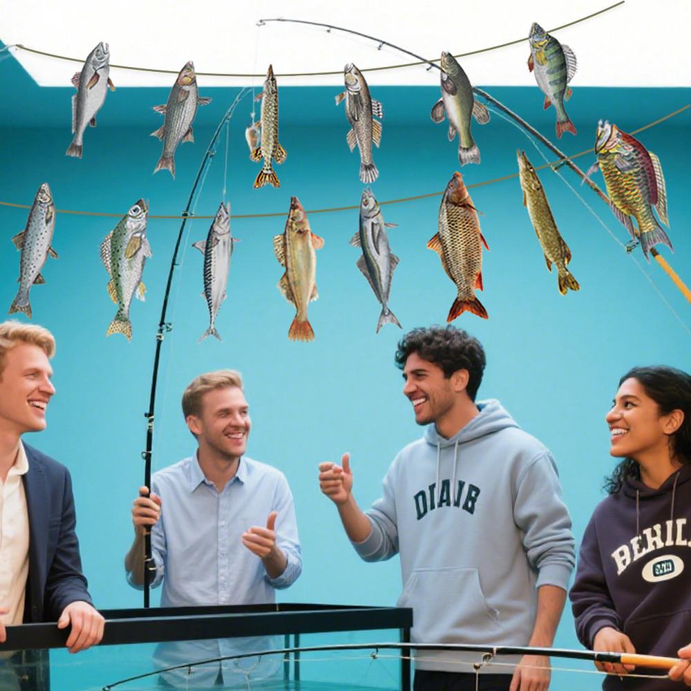 Fishes Creative Pattern Paper Banner Fishing Party Scene Props Decoration