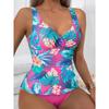Leaf Print Two-Piece Swimsuit Women Swimwear Plus Size Tankini Sets Female Beachwear Bathing Suit Women Swimming Suits