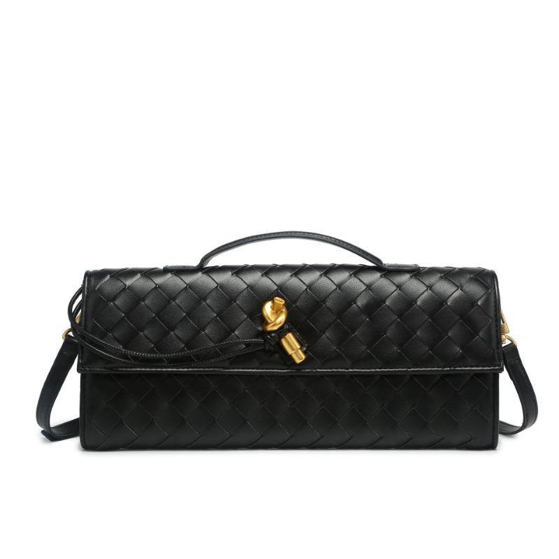 Handwoven Bag Soft Leather Lock Dinner Bag Medieval Baguette Bag Long Fashion