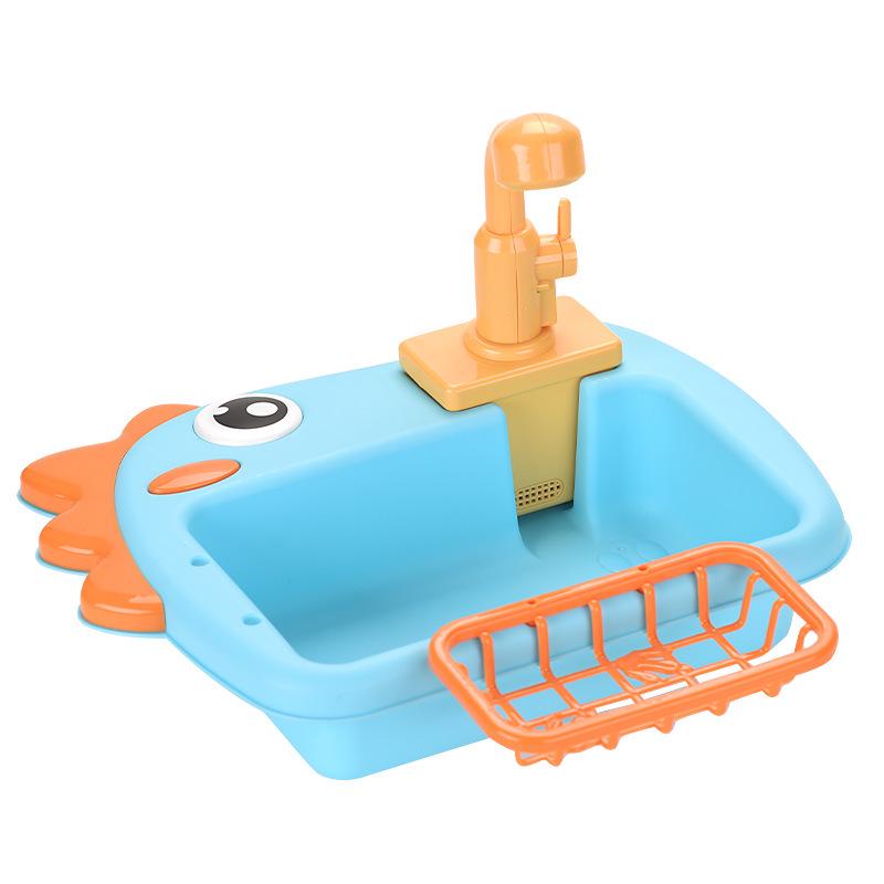 Children's Pretend Play Electric Sink with Circulating Water and Vegetable Washing Features