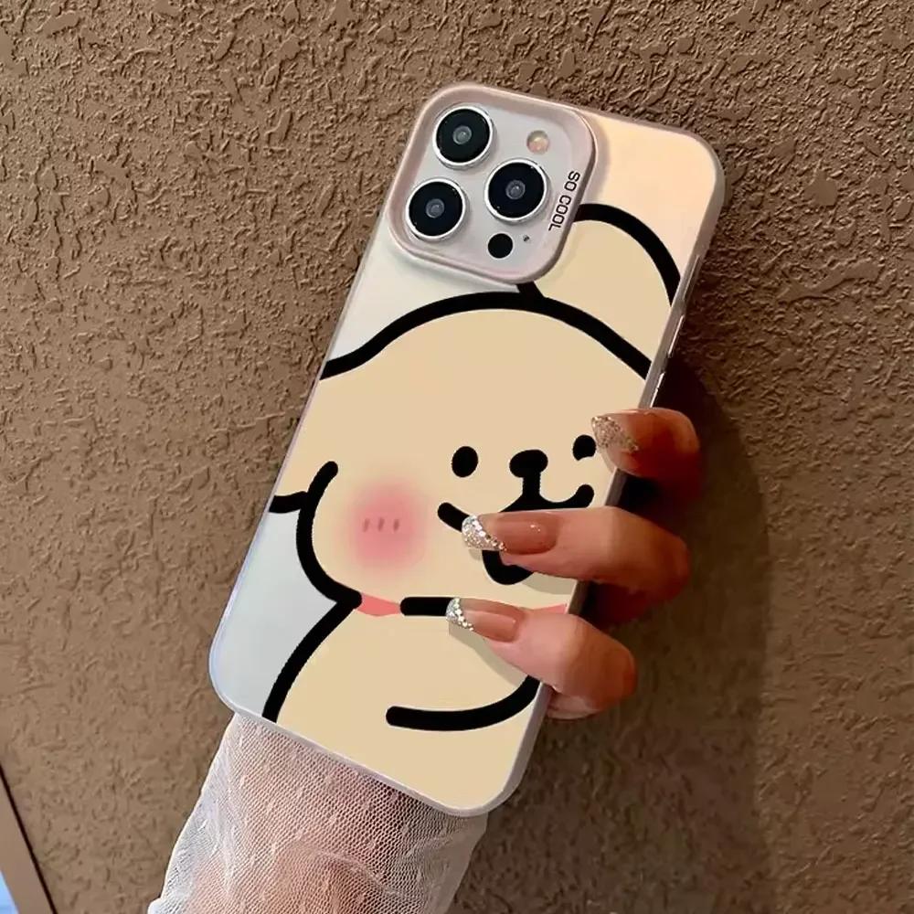 Cute Anime Dog Lovers Couple Phone Case for IPhone 11 12 13 14 15 16 Pro Max X XS MAX XR SE 7 8Plus Shockproof Bumper Hard Cover