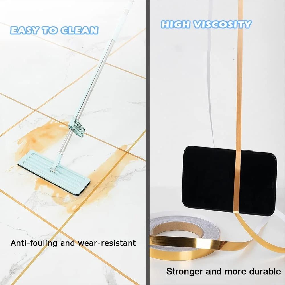 1roll 50m/1968.5in Floor Seam Sticker Self-Adhesive Sealing Strip Waterproof Wall Floor Tile Beauty Gap wall  Sticker