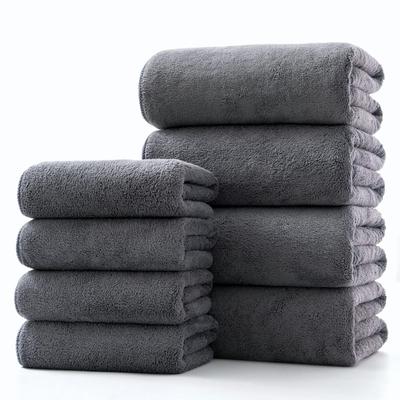 Gray Microfiber Towel Set, 4 Bath Towels and 4 Face Towels