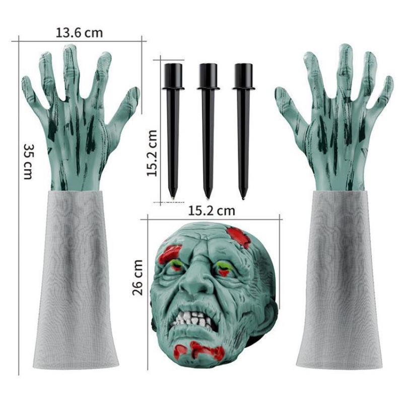 Zombie in the Ground Halloween Decor Set Terrifying Zombie Skull Insert for Lawn Haunted House Secret Room Scene Layout Props