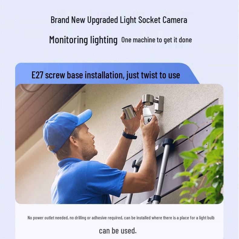 V380 Wireless WiFi Bulb Camera with HD Night Vision and Mobile Remote Control