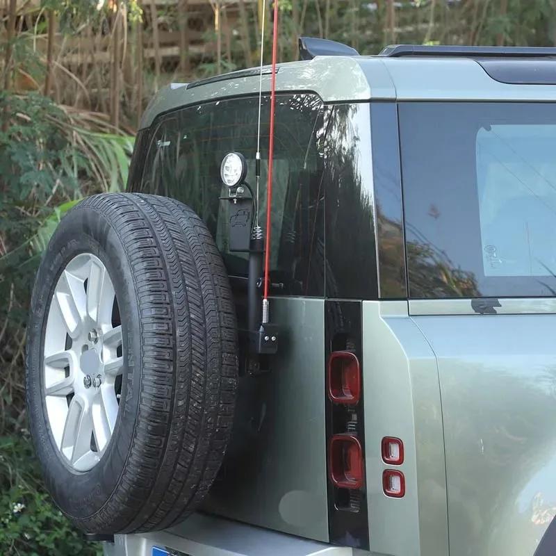BCC1 For Land Rover Defender 90 110 130 2020-2025 Stainless Steel Black Car Tailgate Flag Pole & Antenna Bracket Car Accessories