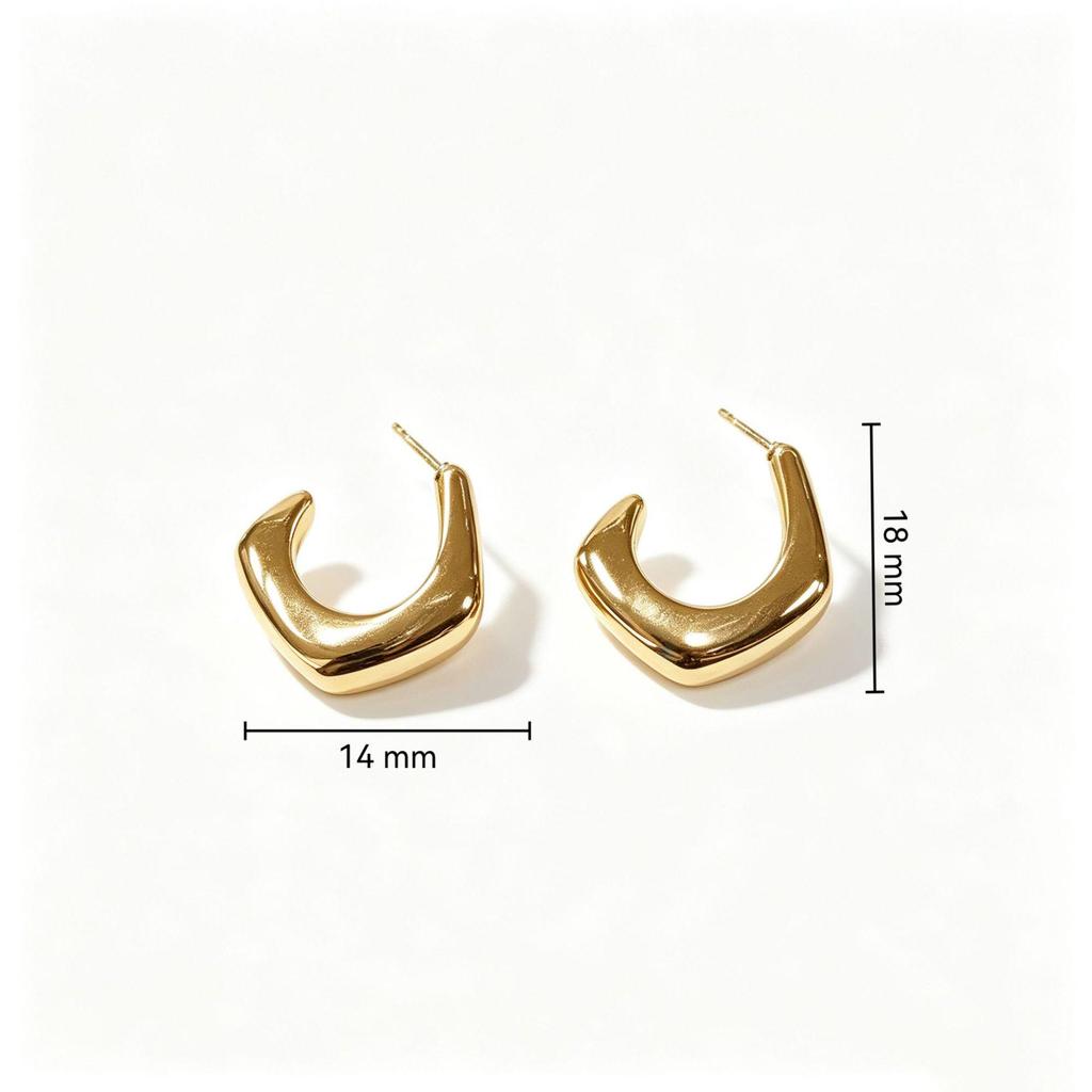 Gold Irregular Stainless Steel Stud Earrings: Elegant European & American Design with a High-End Finish