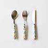 Retro Pattern Dessert Cutlery / White Flower