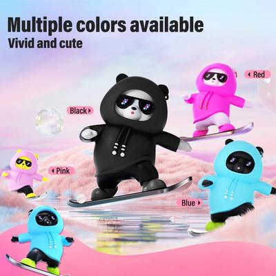 Car Automatic Sliding Skateboard Bear Car Ornaments Cartoon Bear Doll Center Console Moving Bear Auto Interior Decoration