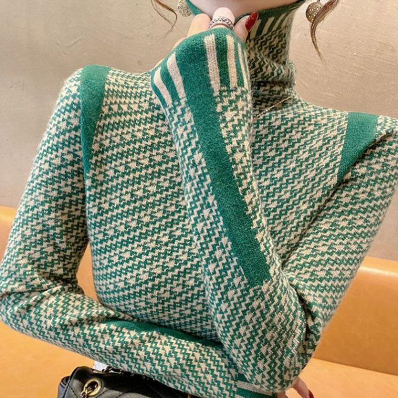 High neck sweater women's base shirt fashionable and stylish pullover top autumn and winter women's outfit