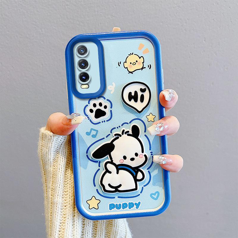 KEYSION Shockproof Case for VIVO Y20 2021 Y20sG Y20i with Lanyard Soft Silicone Cute 3D Cartoon Doll Phone Cover for Y12A Y12S Y11S