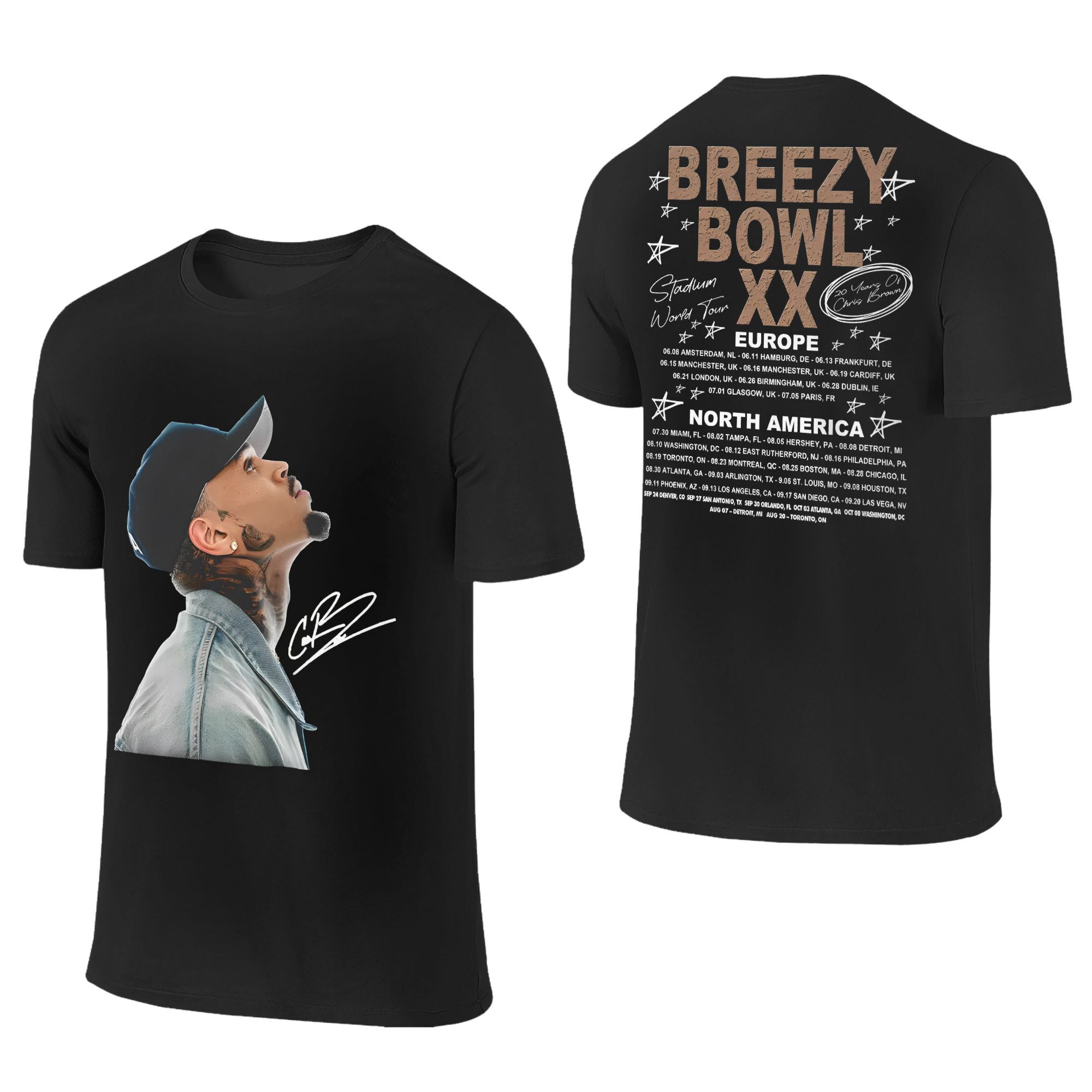 

Humorous Chris Brown Breezy Bowl XX Tour 2025 T-Shirt Men Women O Neck 100% Cotton T Shirt Rapper Tee Shirt 4XL 5XL 6XL Clothes L